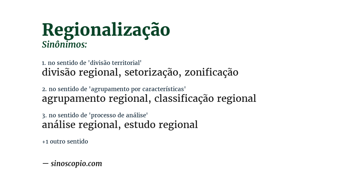 Sinônimo de regionalização