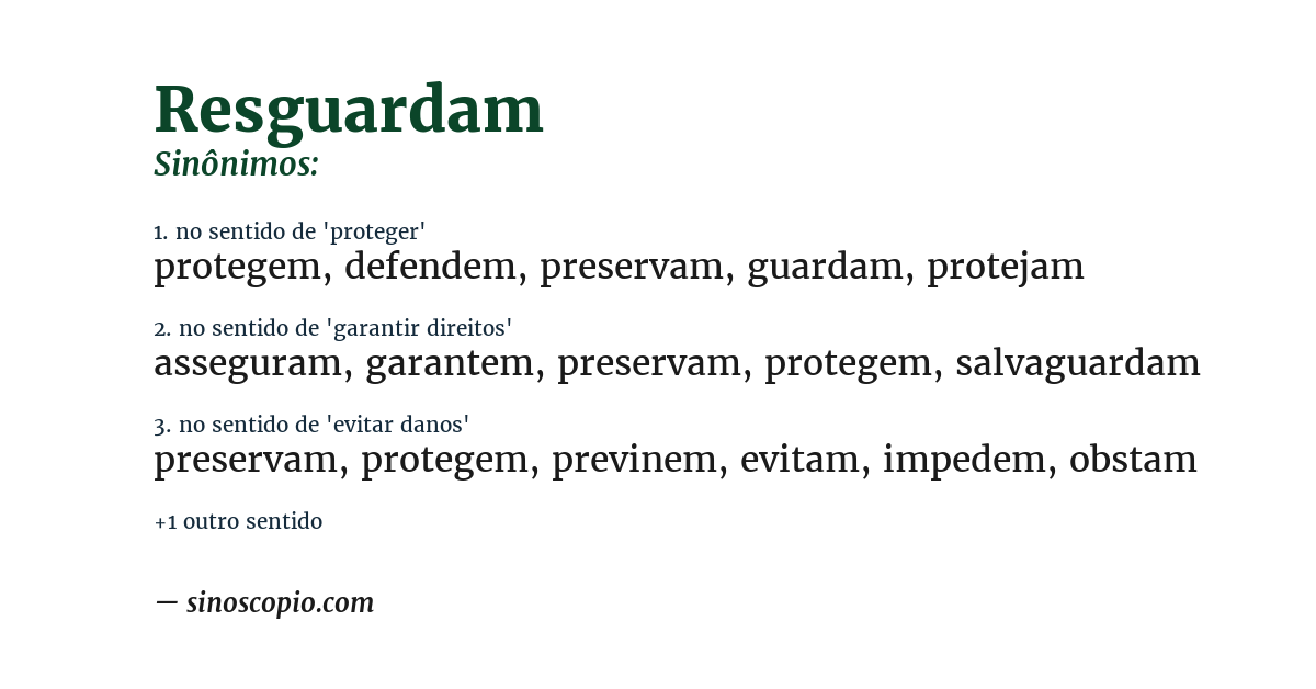 Sinônimo de resguardam