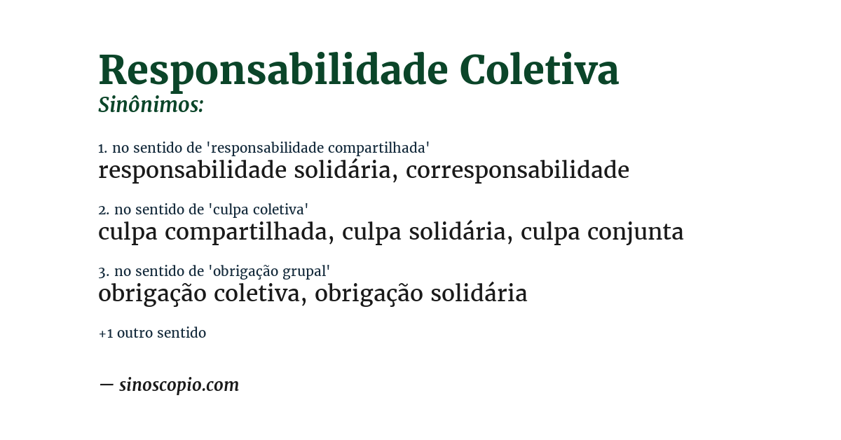 Sinônimo de responsabilidade coletiva