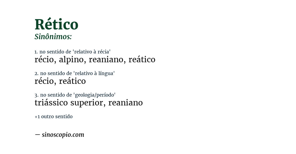 Sinônimos de Rético [por sentido] - Sinoscópio