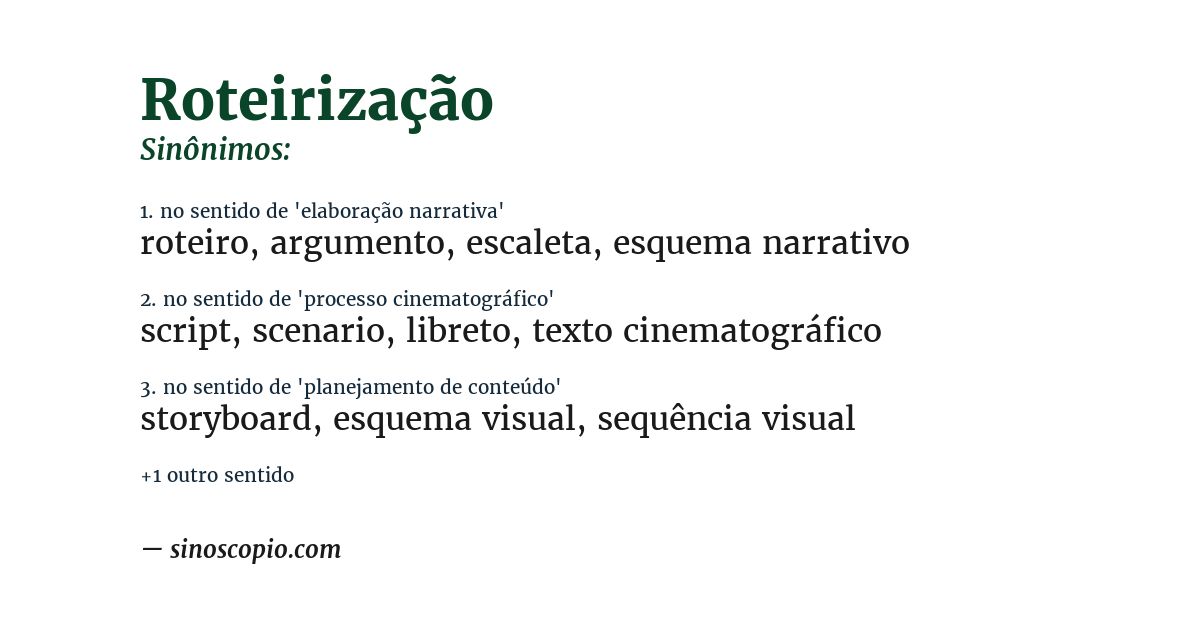 Sinônimo de roteirização