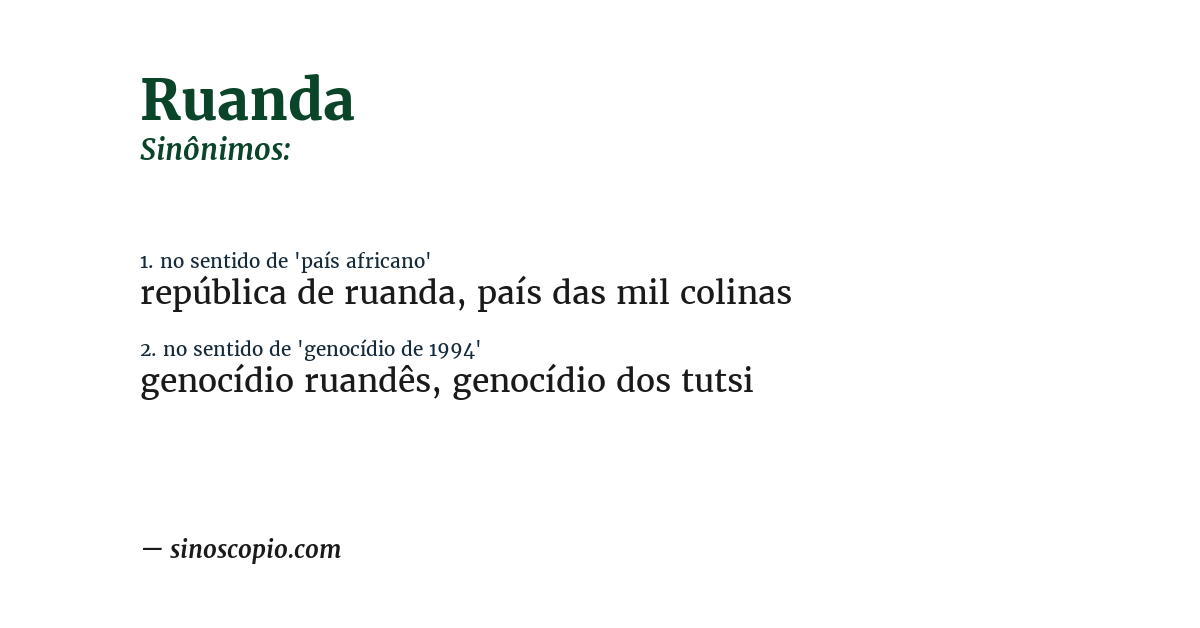 Sinônimo de ruanda