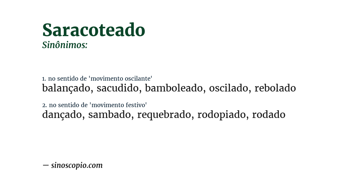 Sinônimo de saracoteado