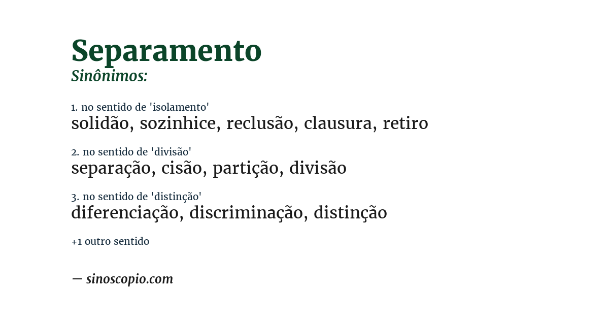 Sinônimo de separamento