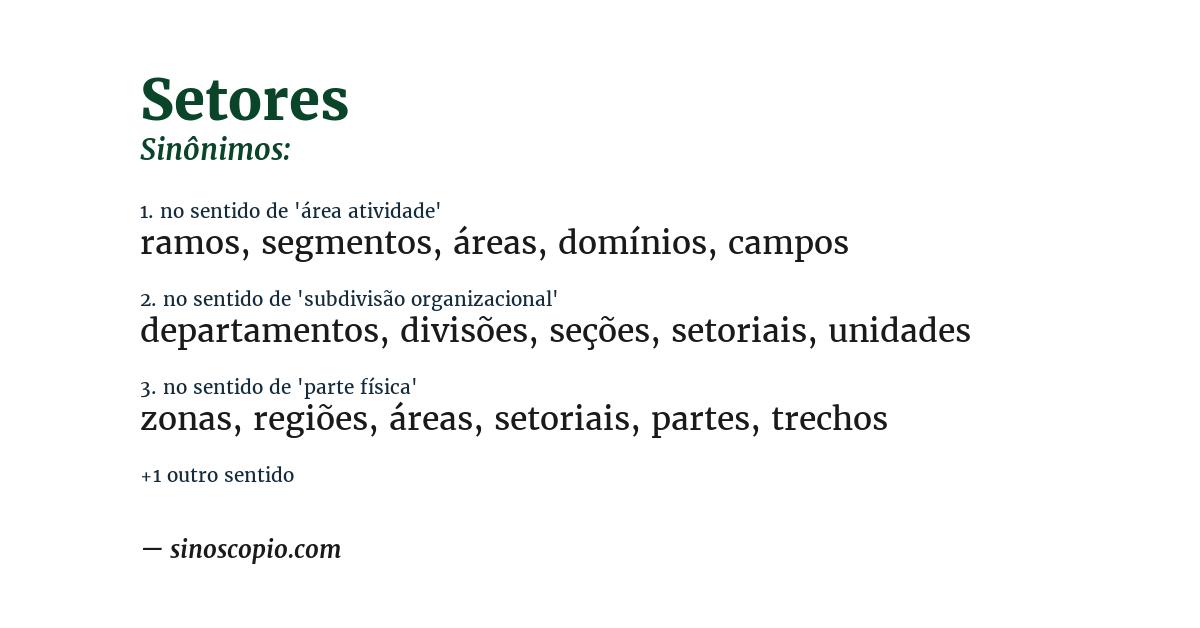 Sinônimo de setores