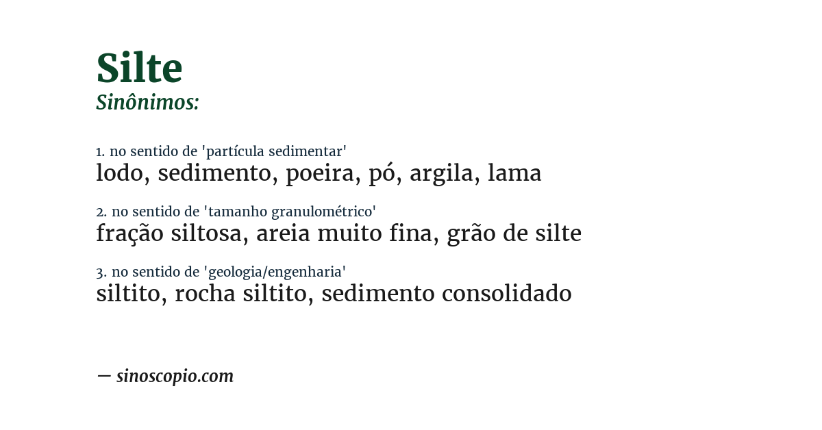 Sinônimo de silte
