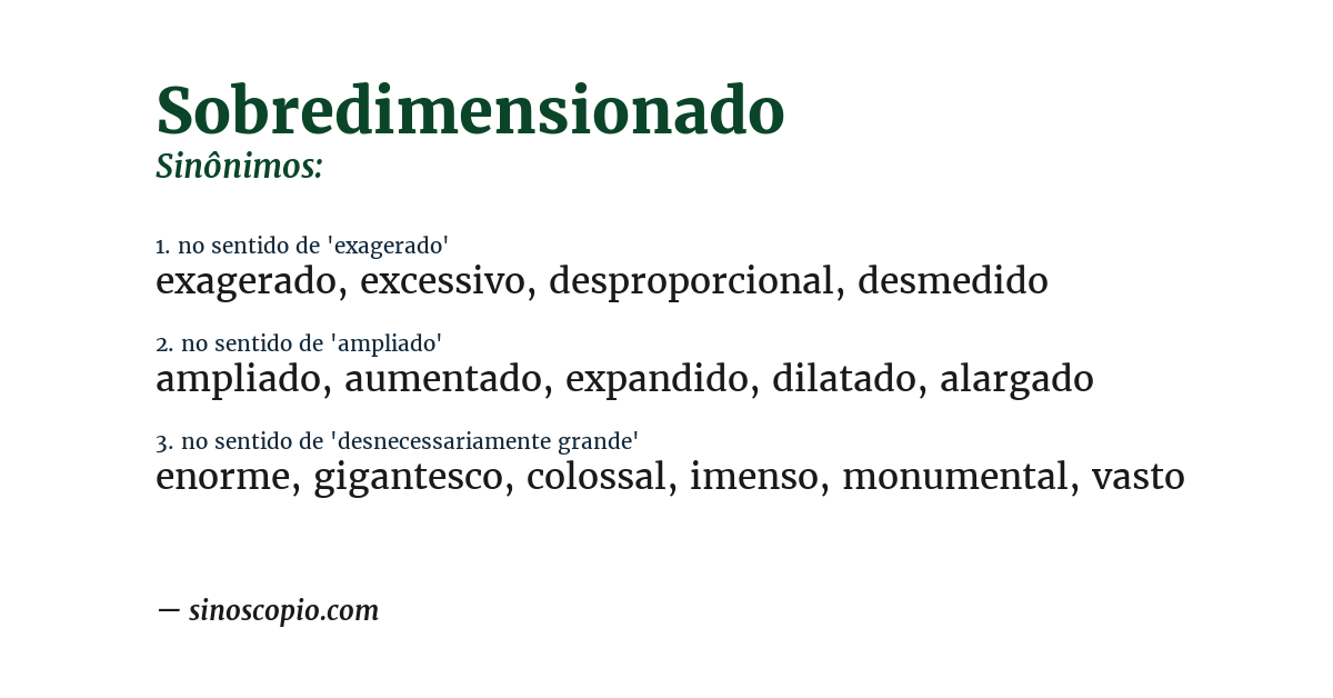 Sinônimo de sobredimensionado