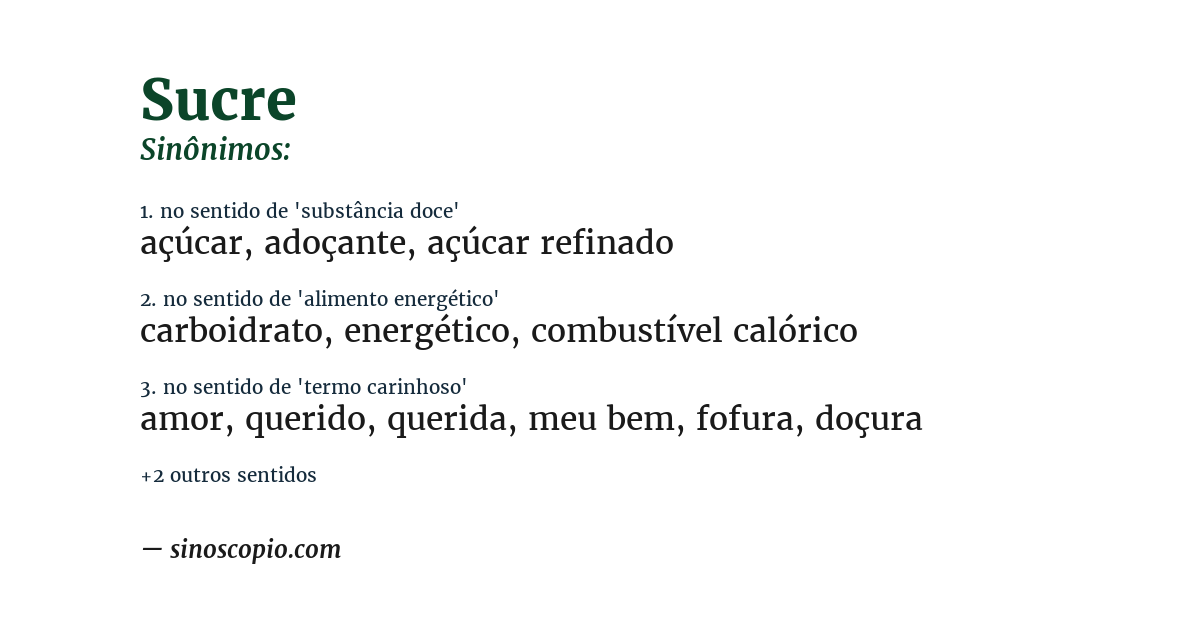 Sinônimo de sucre