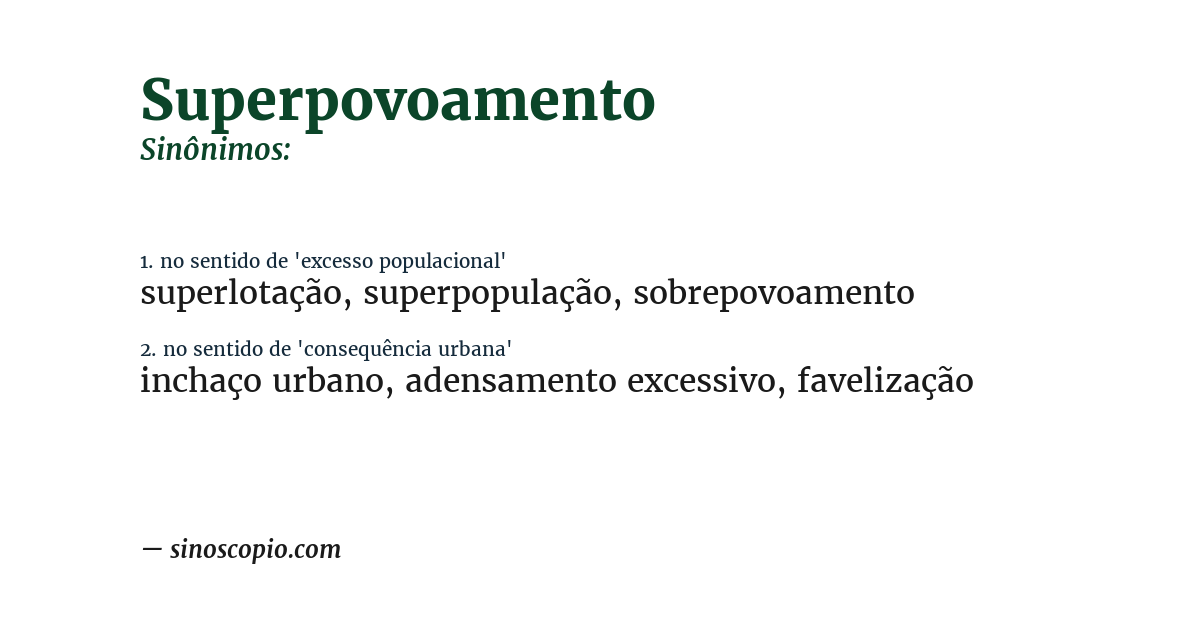 Sinônimo de superpovoamento