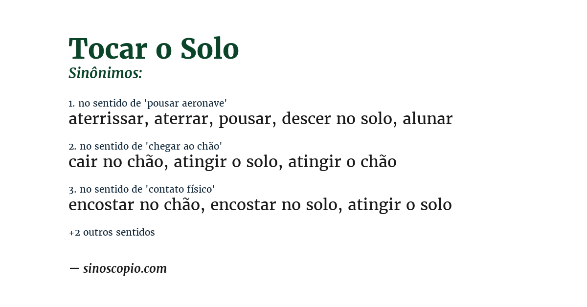 Sinônimo de tocar o solo