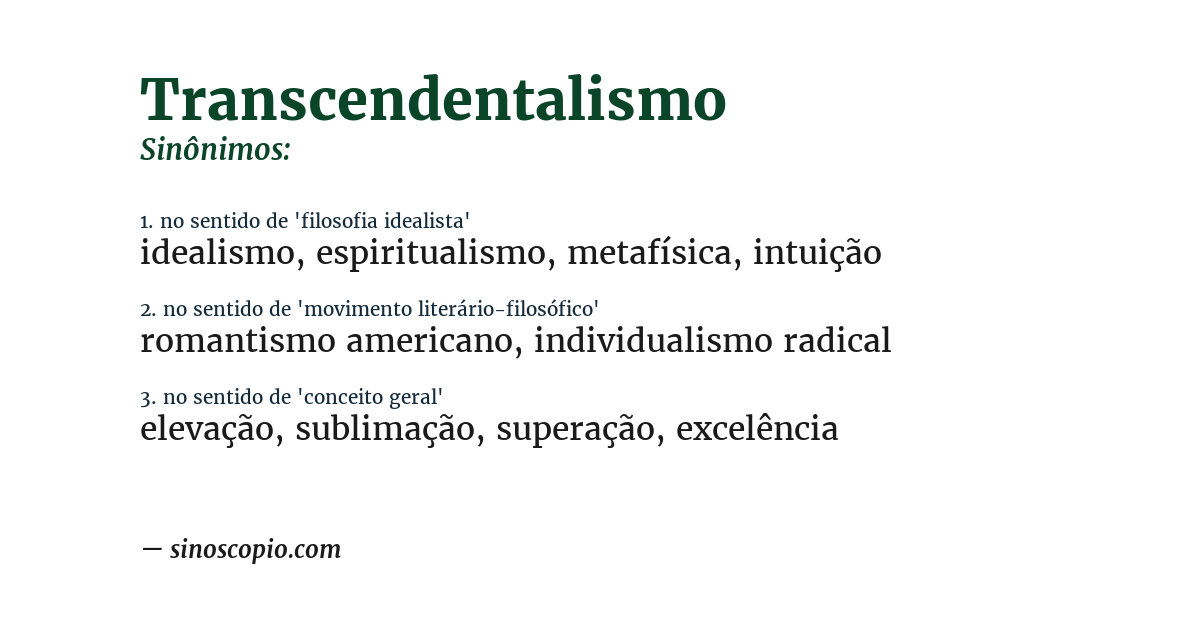 Sinônimo de transcendentalismo