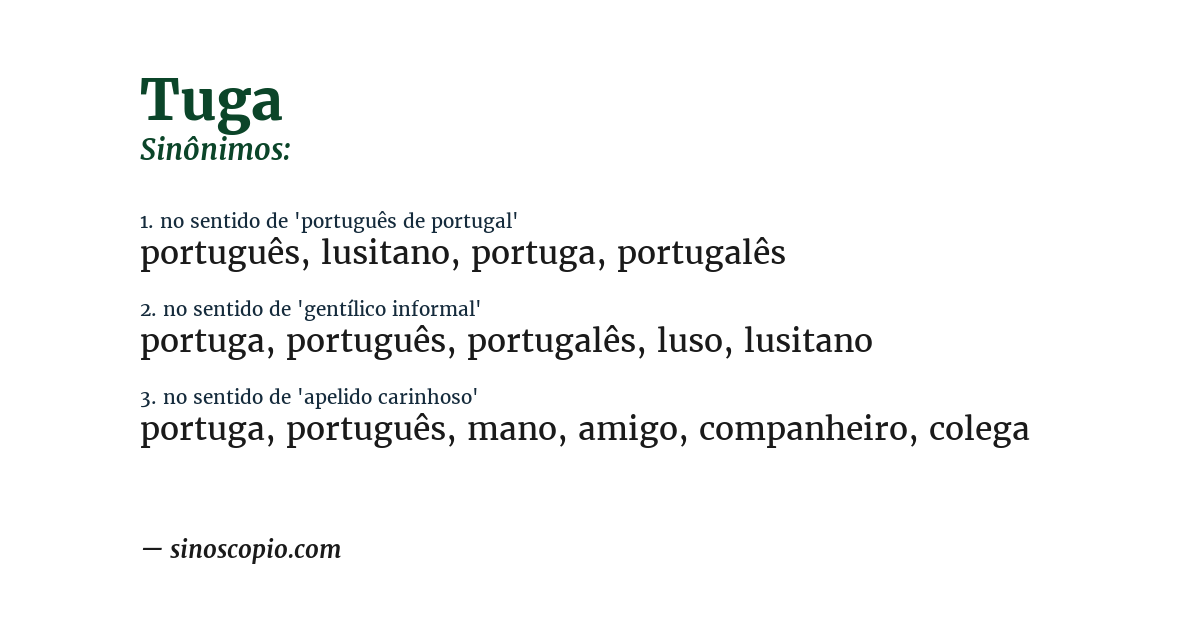 Sinônimo de tuga
