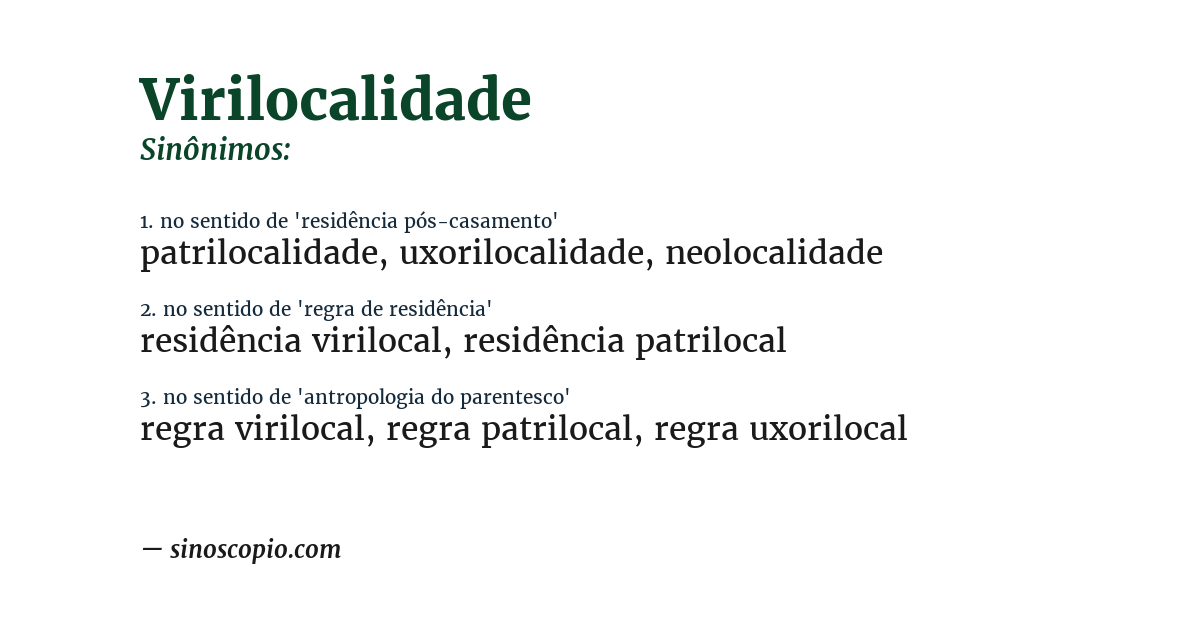Sinônimo de virilocalidade