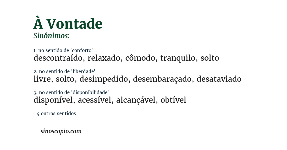 Sinônimo de à vontade