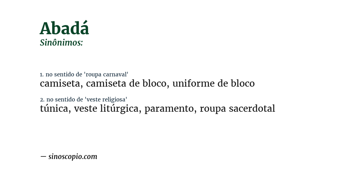 Sinônimo de abadá
