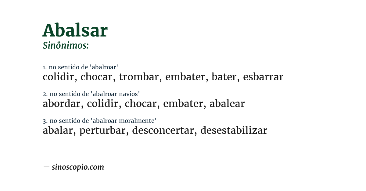 Sinônimo de abalsar