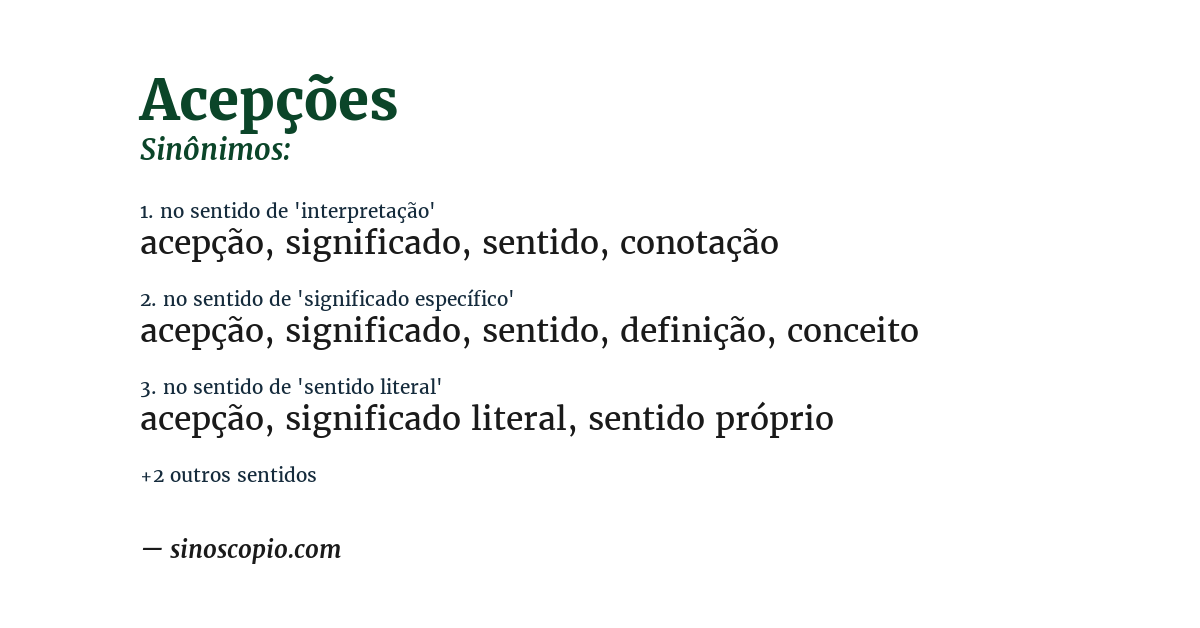 Sinônimo de acepções