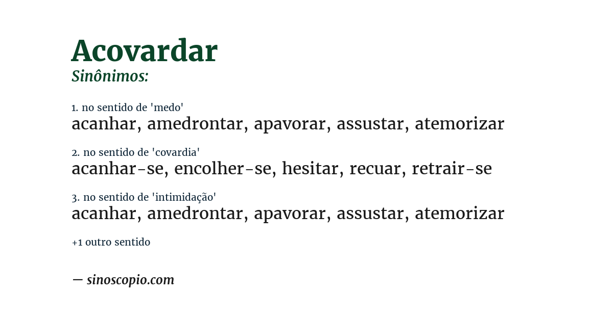 Sinônimo de acovardar