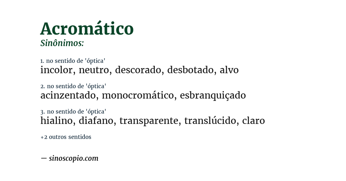 Sinônimo de acromático