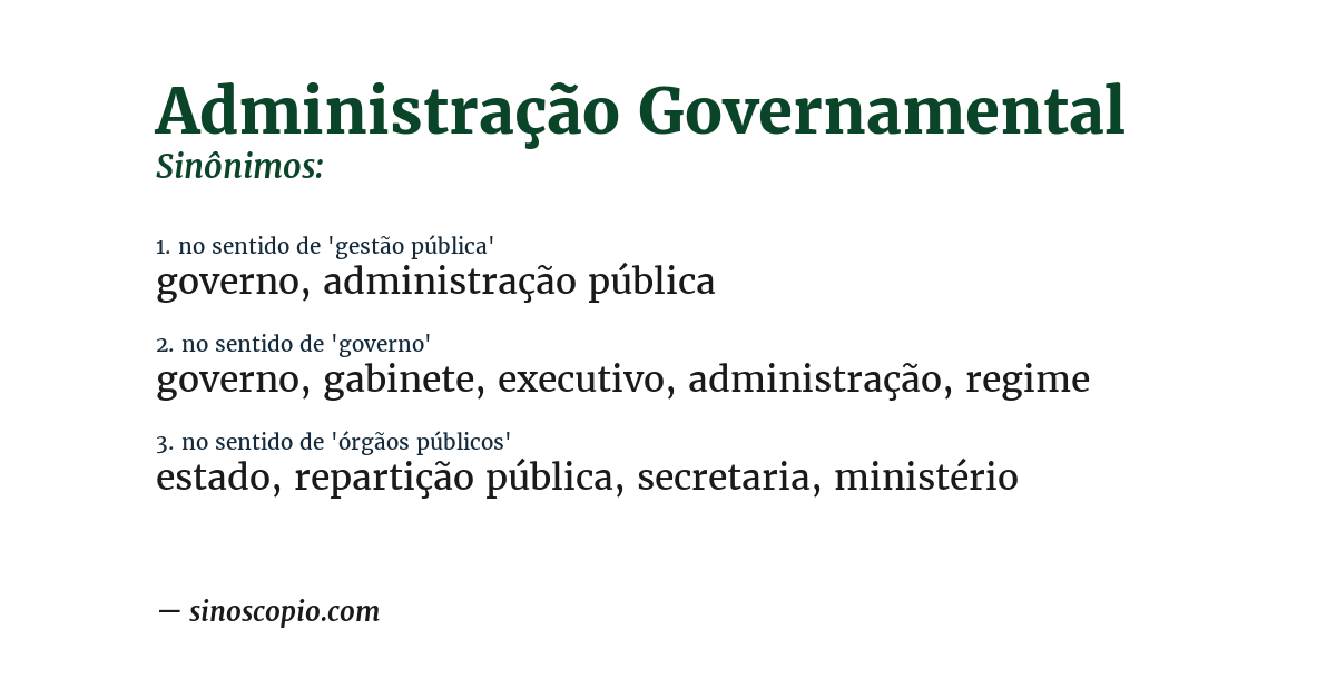 Sinônimo de administração governamental