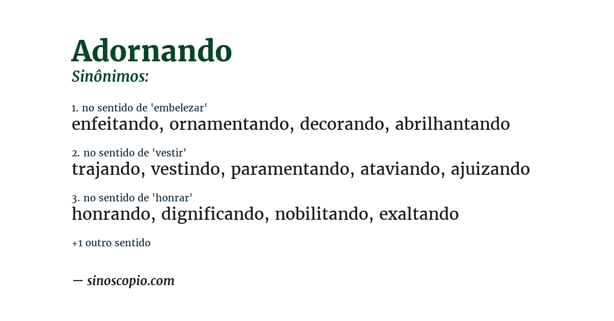 Sinônimo de adornando