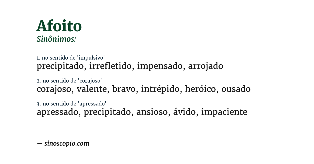 Sinônimo de afoito