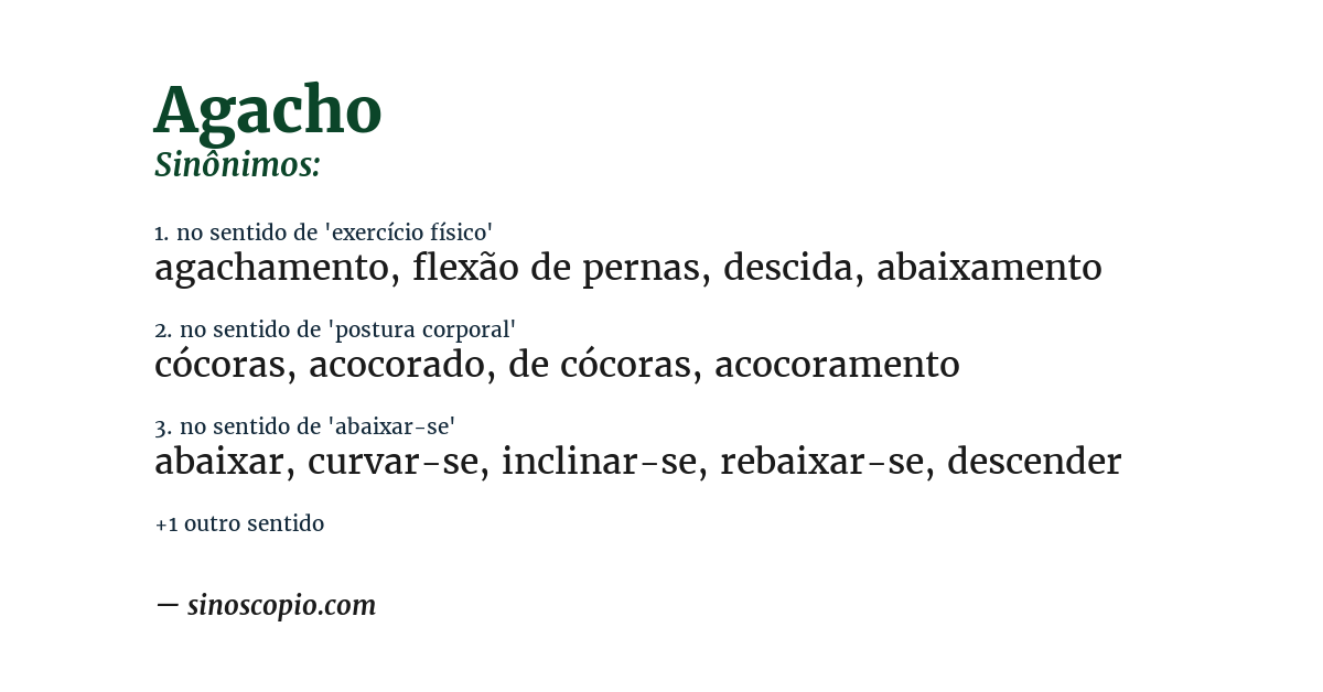 Sinônimo de agacho