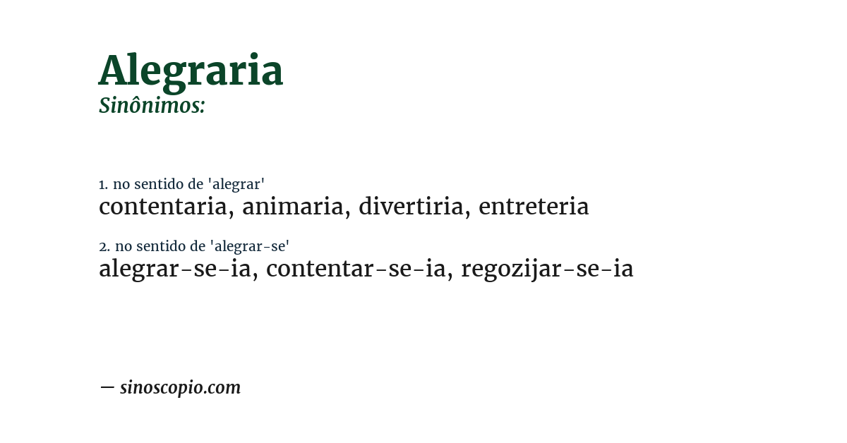 Sinônimo de alegraria