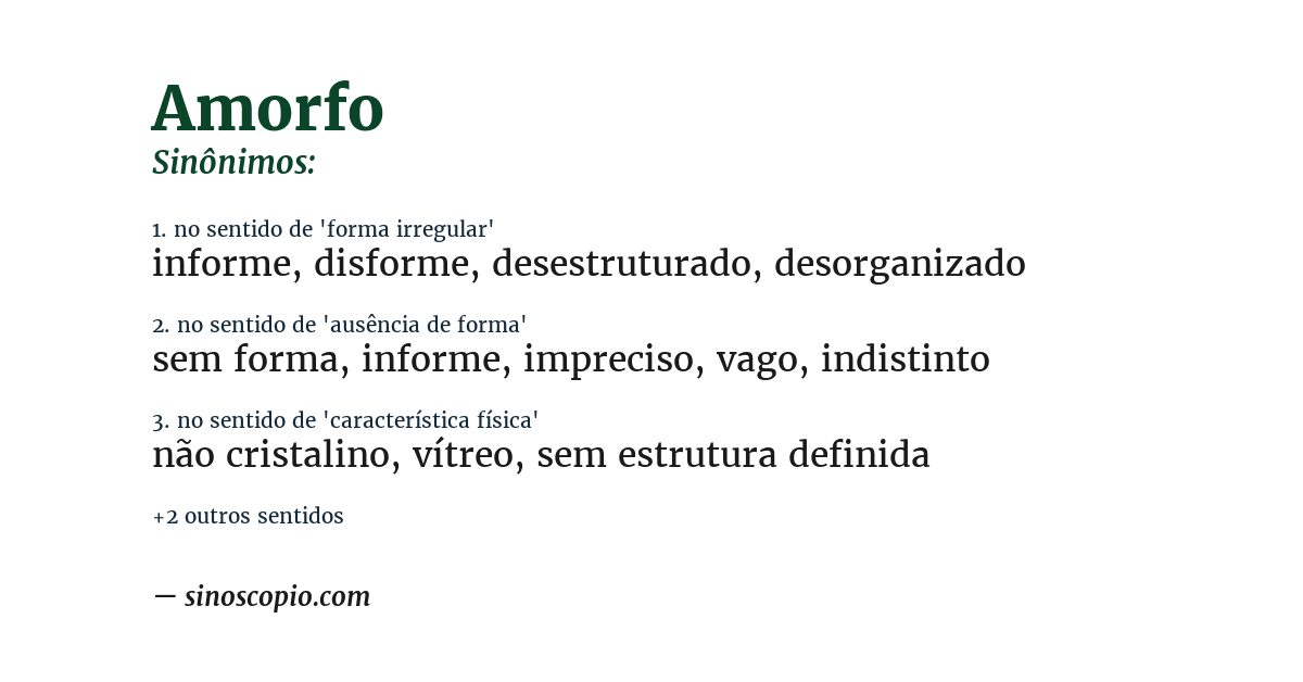 Sinônimo de amorfo