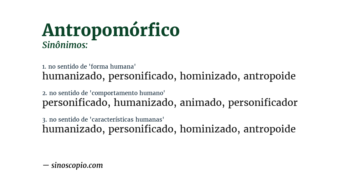 Sinônimo de antropomórfico