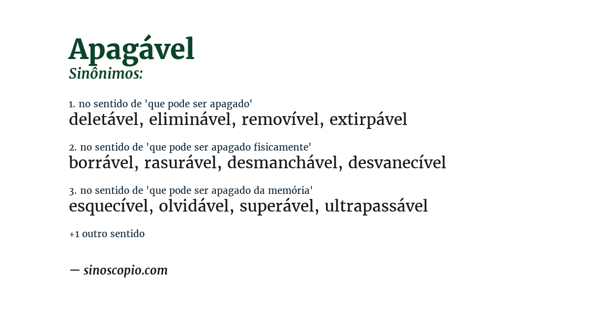 Sinônimo de apagável