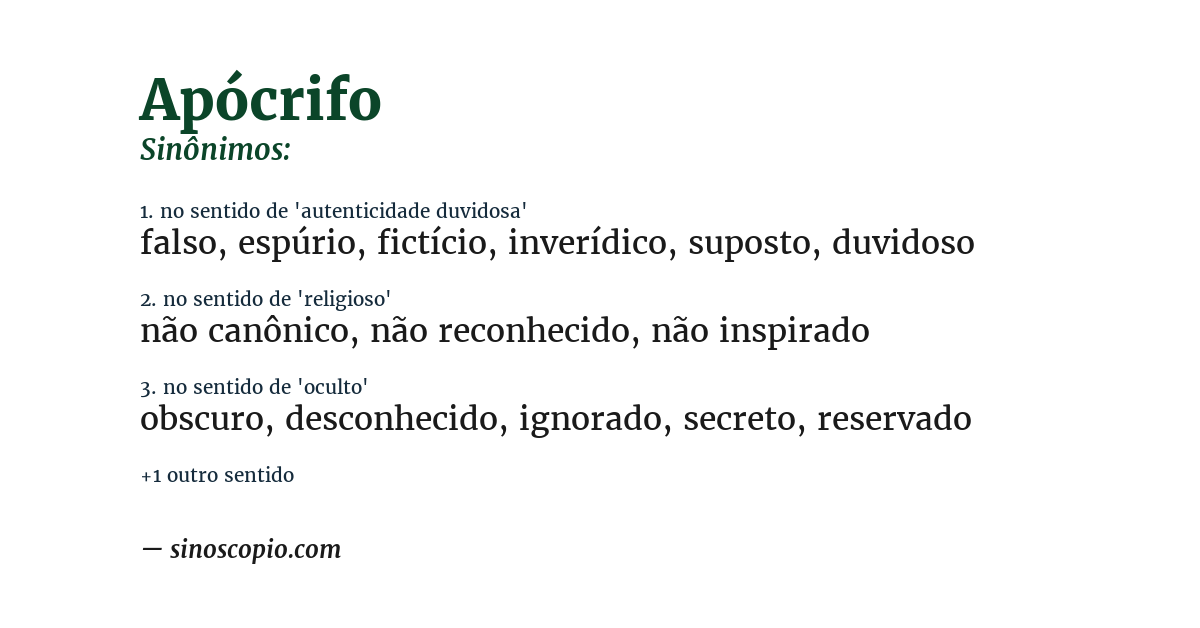 Sinônimo de apócrifo