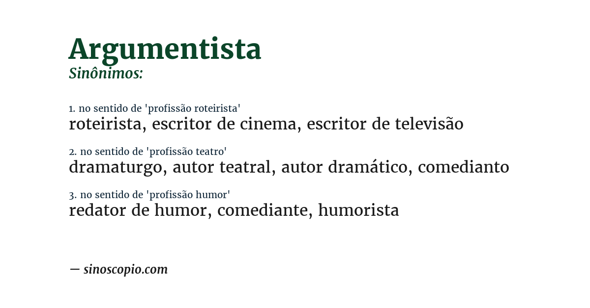 Sinônimo de argumentista