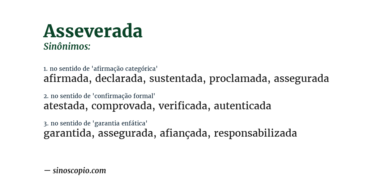 Sinônimo de asseverada