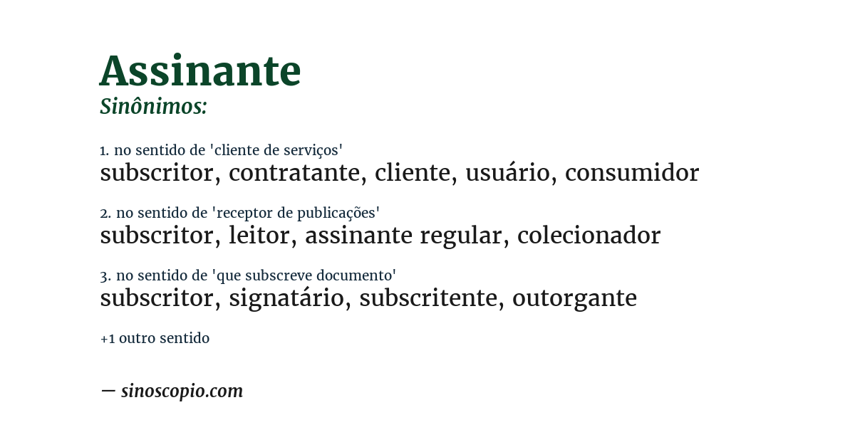Sinônimo de assinante