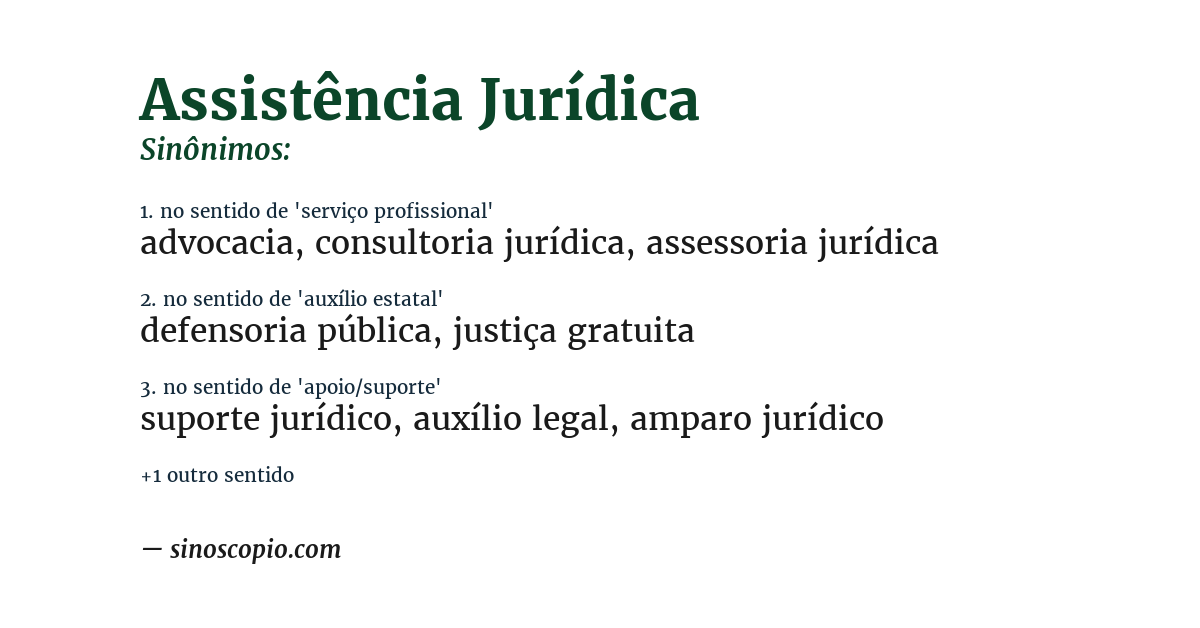 Sinônimo de assistência jurídica