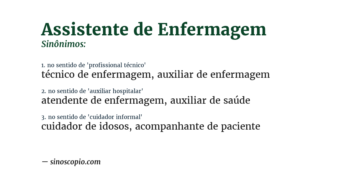 Sinônimo de assistente de enfermagem