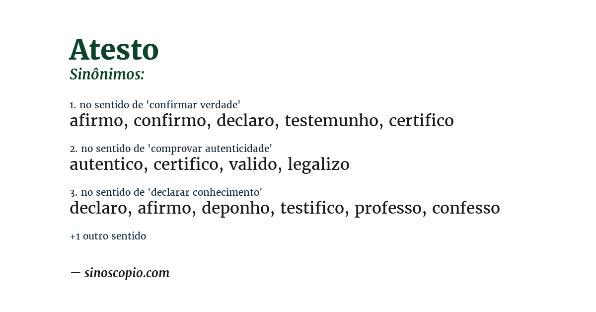 Sinônimo de atesto