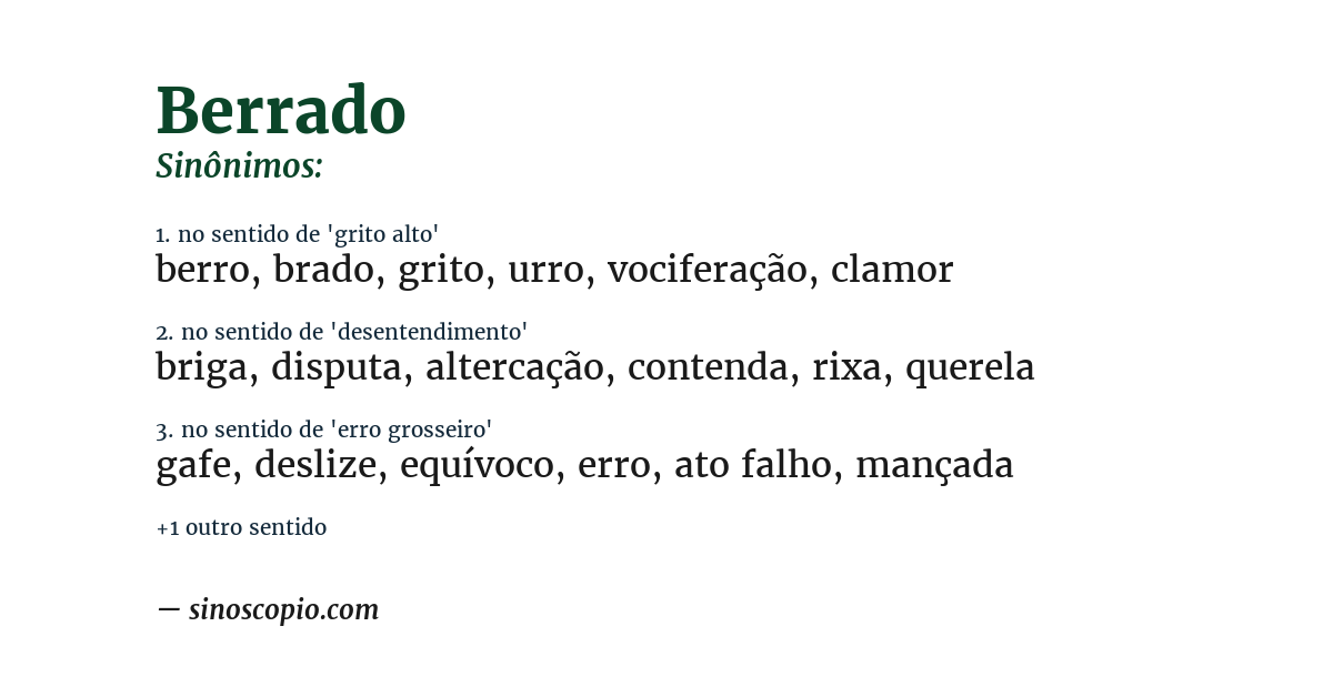 Sinônimo de berrado