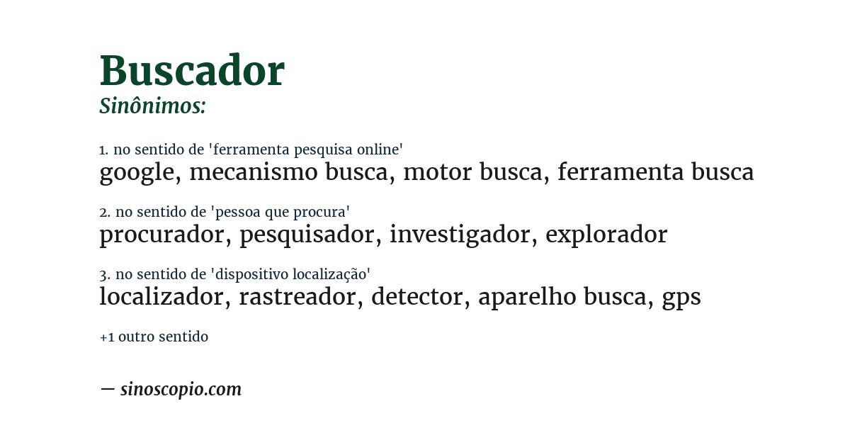 Sinônimo de buscador