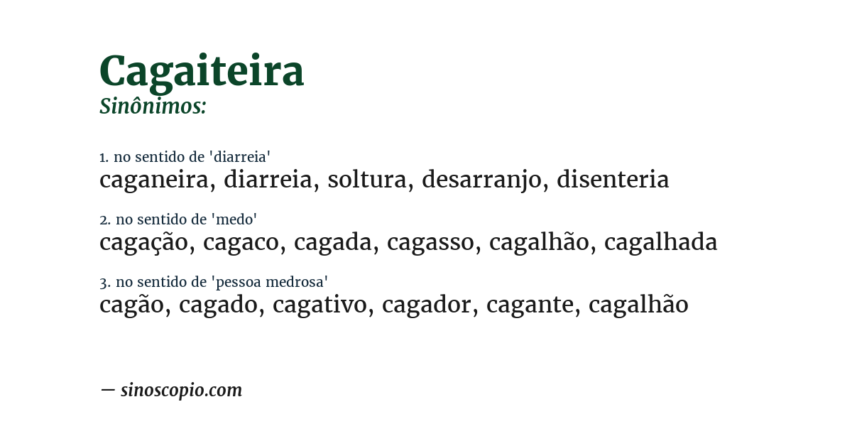 Sinônimo de cagaiteira