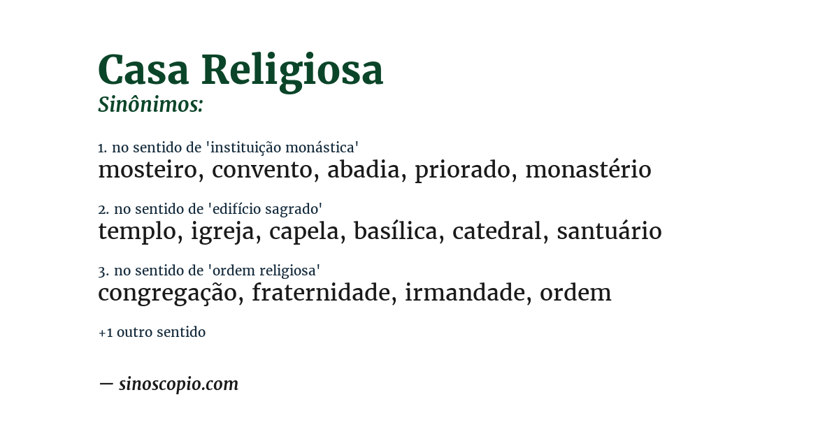 Sinônimo de casa religiosa