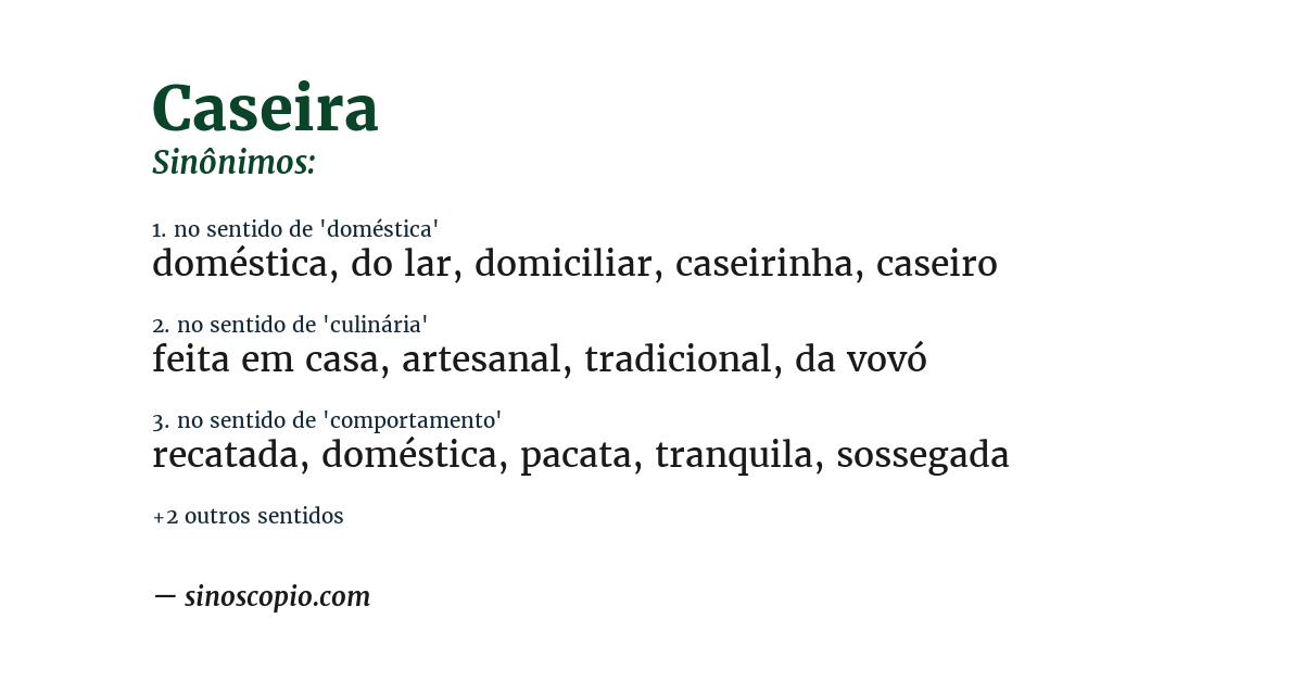 Sinônimo de caseira