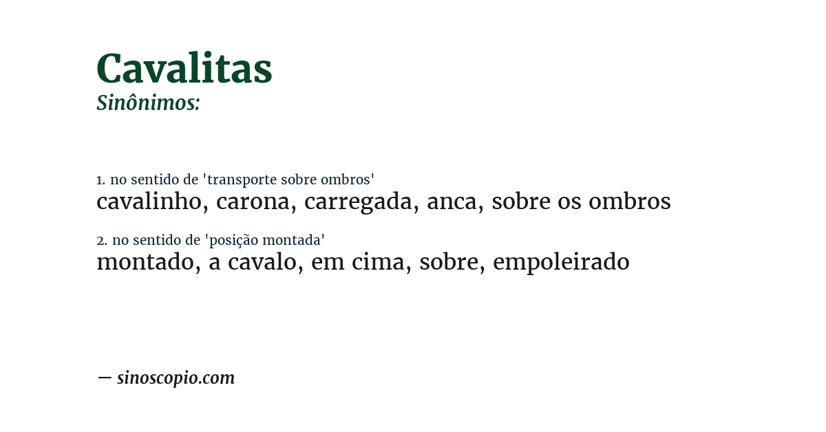 Sinônimo de cavalitas