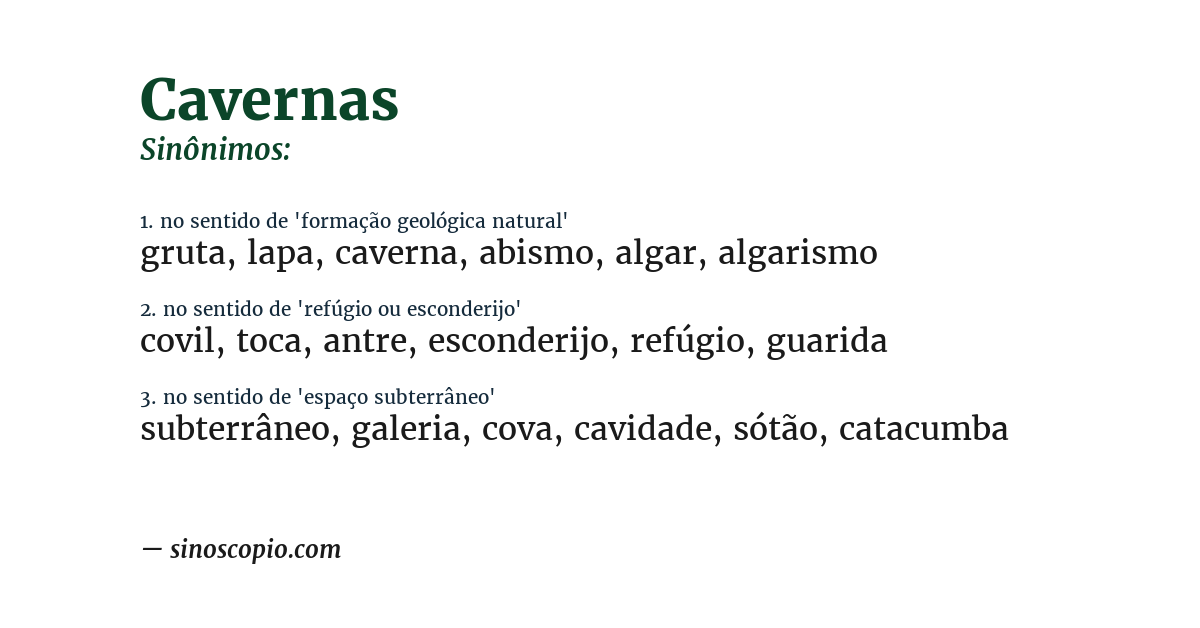 Sinônimo de cavernas