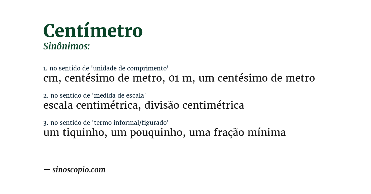 Sinônimo de centímetro