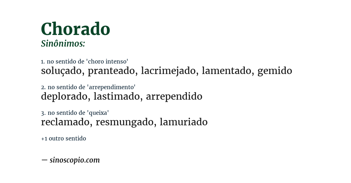 Sinônimo de chorado