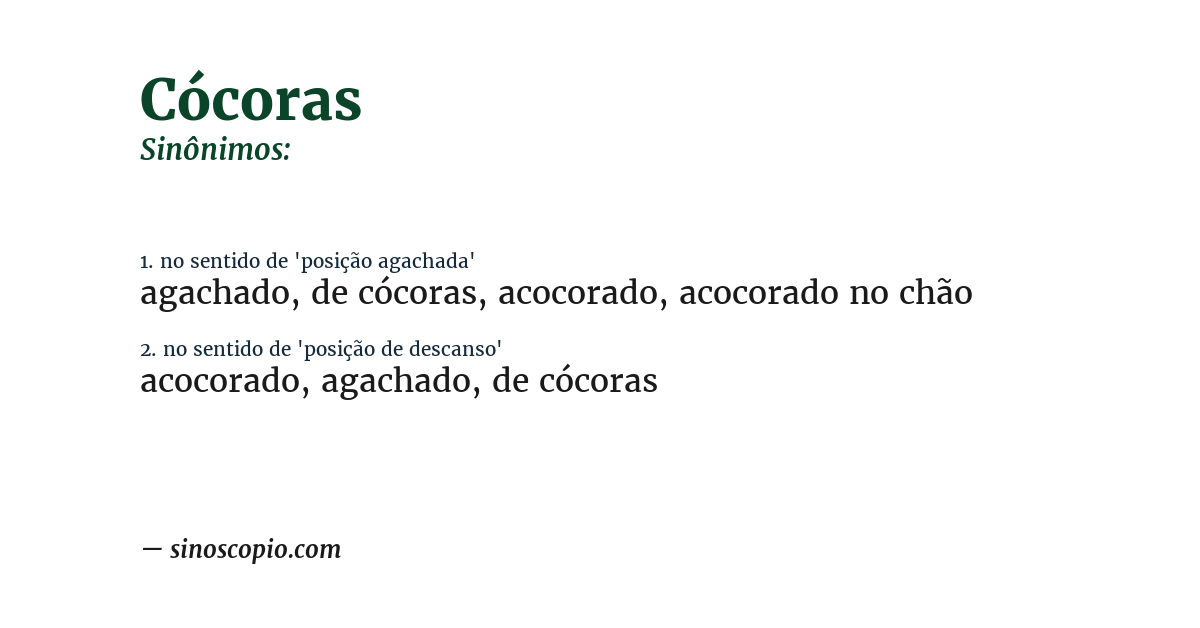 Sinônimo de cócoras