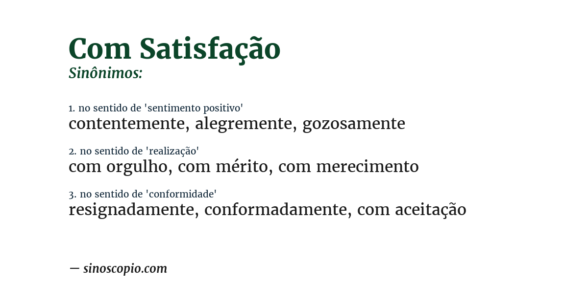 Sinônimo de com satisfação