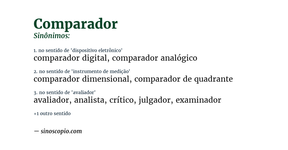 Sinônimo de comparador